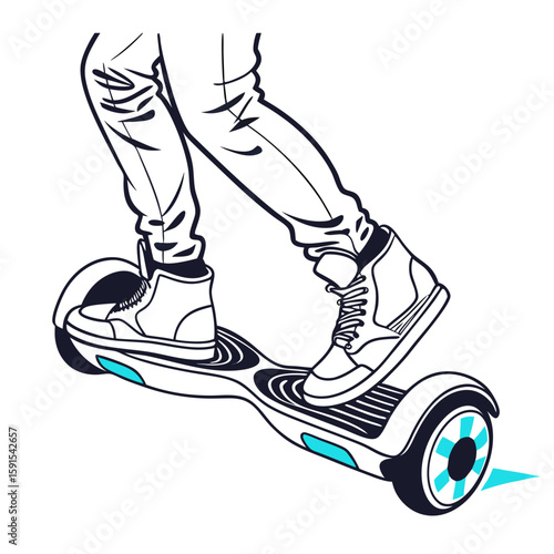 Person riding a futuristic hoverboard personal transport
