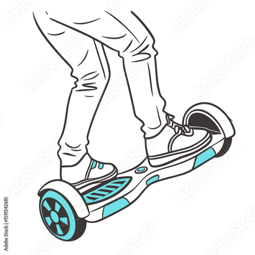 Person riding a hoverboard legs feet