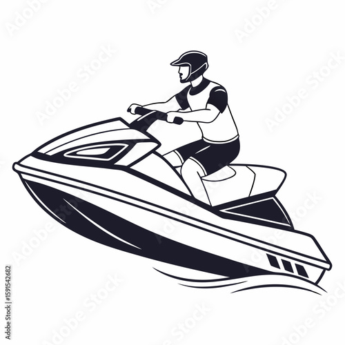 Person riding a jet ski watercraft personal watercraft