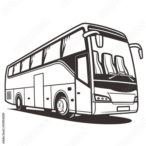 Modern black and white luxury coach bus transport travel
