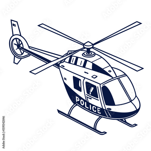 Police helicopter dark blue outline aviation law enforcement