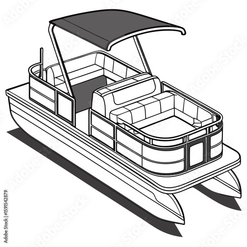 Pontoon boat with canopy and seating watercraft leisure boat