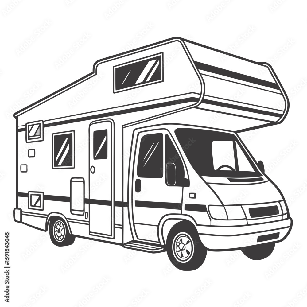 Naklejka premium Motorhome with extended roof campervan vehicle