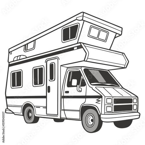 Motorhome with extended roof campervan recreational vehicle