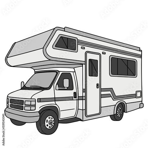 Motorhome with extended cab and windows camper vehicle