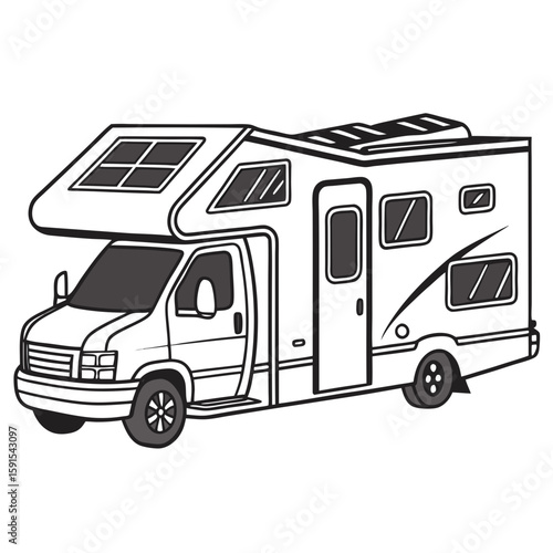 Motorhome with solar panels and windows camper vehicle