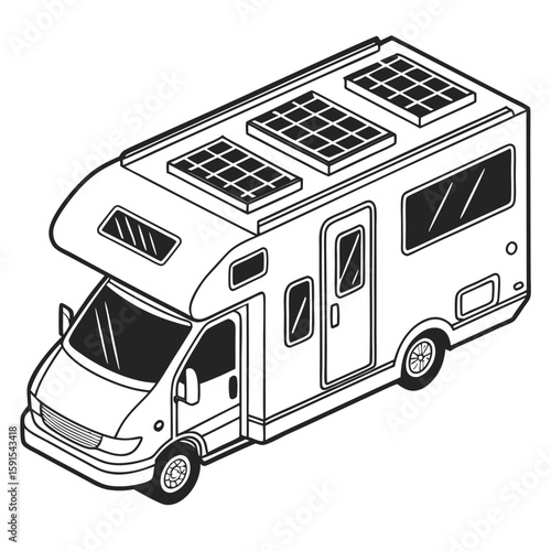 Recreational vehicle with solar panels camper motorhome