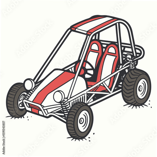 Red and white off road buggy vehicle racing