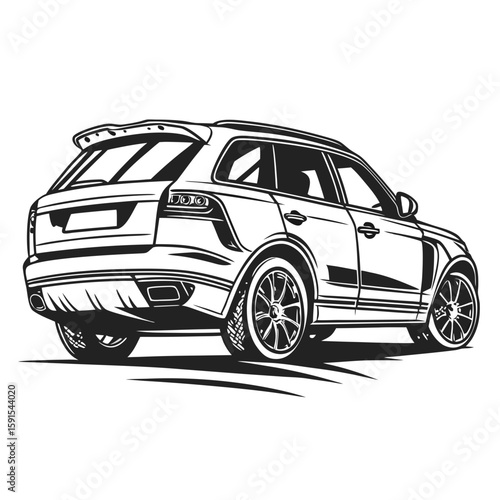 Sleek black luxury S U V rear view luxury SUV sports utility vehicle