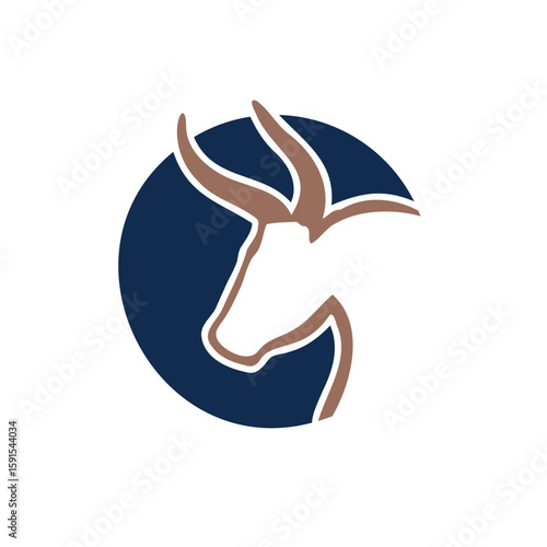 Stylized Auroch Head Negative‑Space Circular Logo
