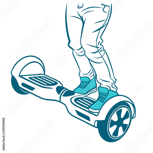 Person riding a hoverboard feet shoes