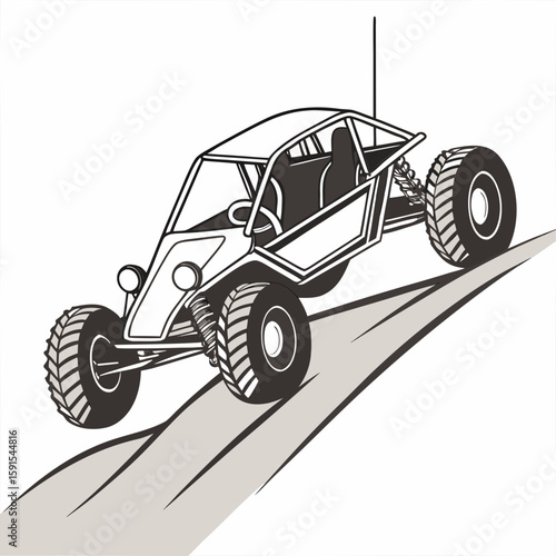Rugged off road buggy on white background dune buggy