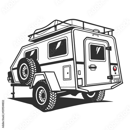 Rugged off road camper trailer with roof rack adventure