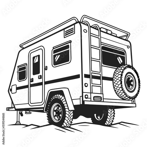 Rugged off road camper trailer with spare tire adventure