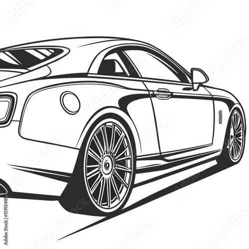 Sleek luxury coupe with custom wheels luxury car black and white