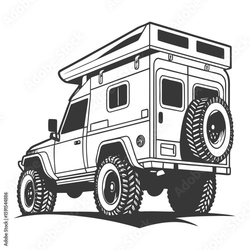 Rugged off road camper van adventure vehicle travel trailer