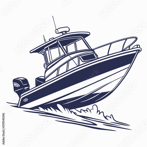 Sleek Motorized Boat Cutting Through Water watercraft vessel
