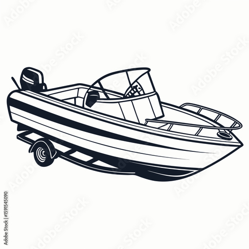 Sleek motorized boat on trailer watercraft marine