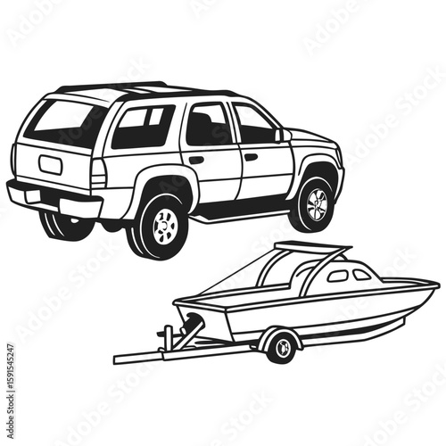 S U V towing a boat on a trailer vehicle
