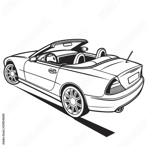 Sleek convertible sports car with open roof luxury
