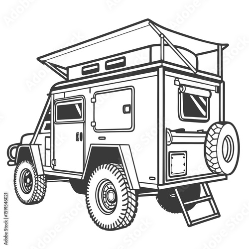 Rugged off road camper trailer with pop up roof adventure