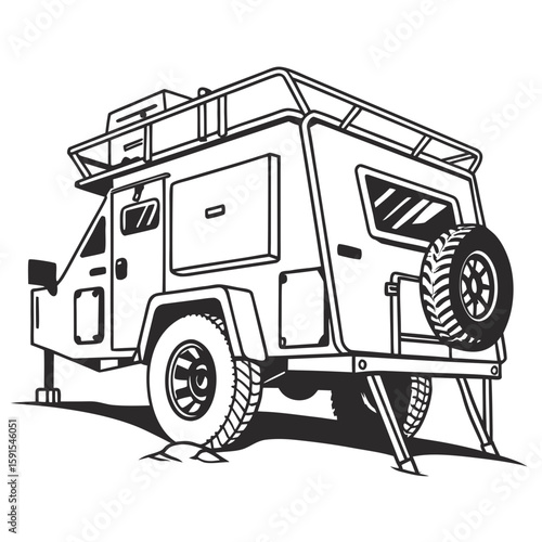 Rugged off road camper trailer with spare tire adventure