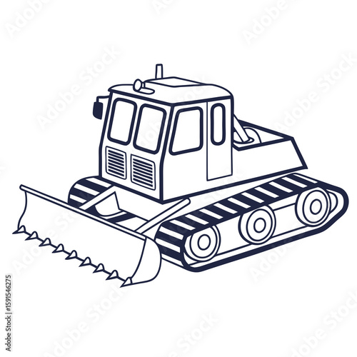 Snow grooming vehicle with plow and tracks snowcat piste basher