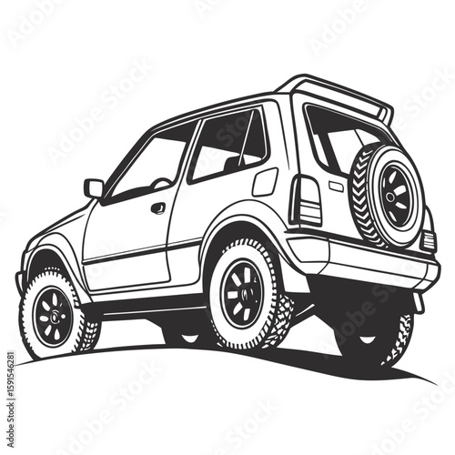 Rugged off road vehicle with spare tire four wheel drive
