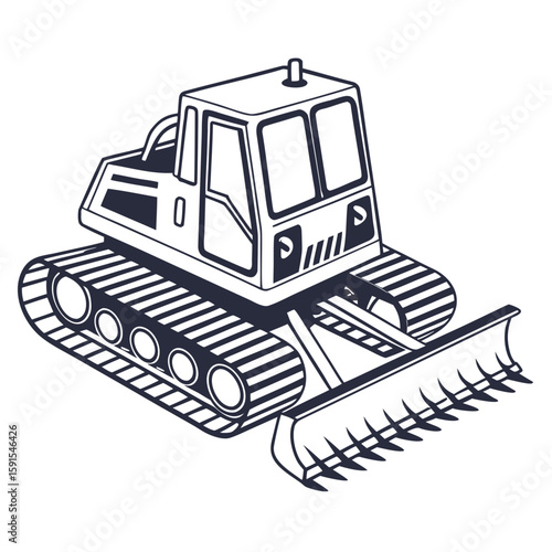 Snow grooming vehicle with tracks and plow snow groomer piste basher