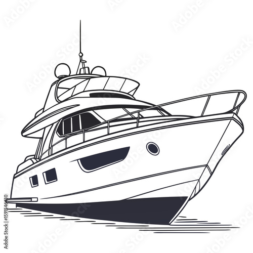 Sleek motor yacht with multiple decks and windows motorboat