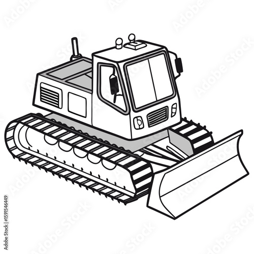 Snow grooming vehicle with plow and tracks snowcat piste basher