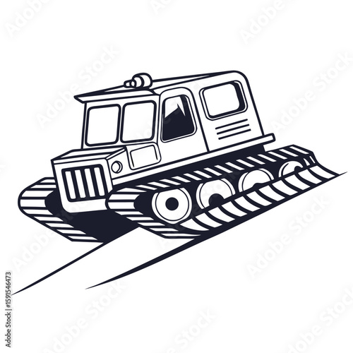 Snow grooming vehicle with wide tracks and plow snow groomer snowcat