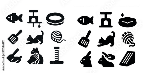 The image is of a cat toy set with various items such as a cat toy, a cat scratching post, and a cat toy