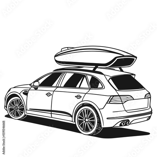 Sleek S U V with Roof Cargo Box vehicle transportation