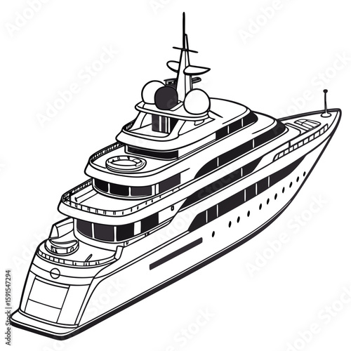 Sleek white luxury yacht with multiple decks boat watercraft