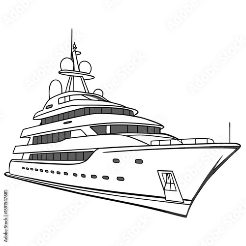 Sleek multi-deck superyacht with grey windows luxury