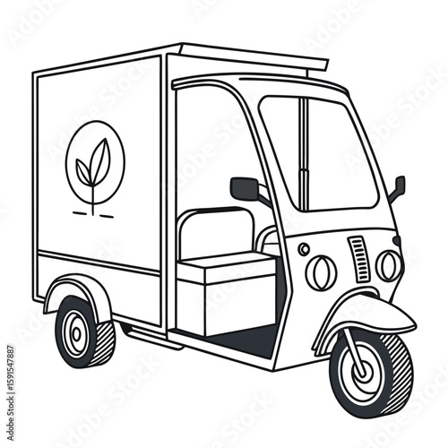 Three wheeled electric delivery vehicle with cargo box