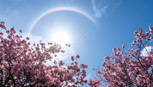 Cherry blossoms and a sun halo