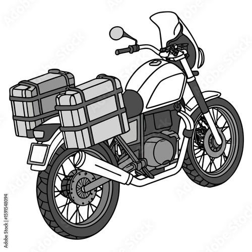 Touring motorcycle with luggage and windshield panniers