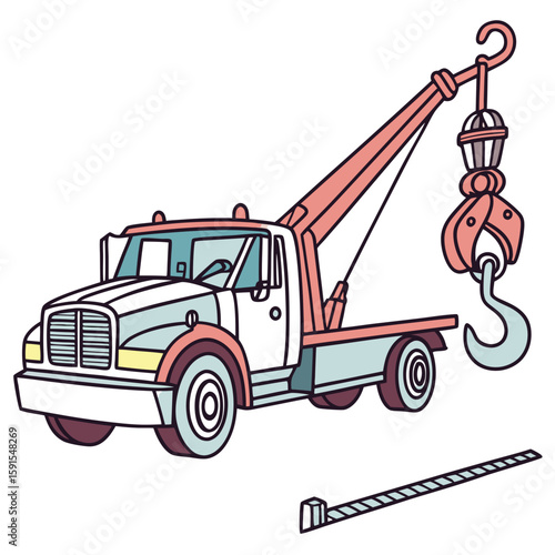 Tow Truck With Hook And Pulley System crane vehicle