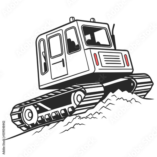 Snow grooming vehicle on snowy terrain snow cat piste basher