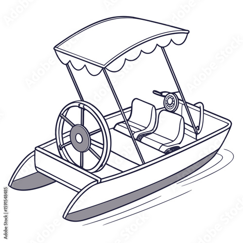 Two seater pedal boat with canopy and steering wheel watercraft leisure