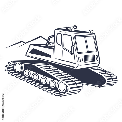 Snow grooming vehicle with wide tracks snow cat piste basher