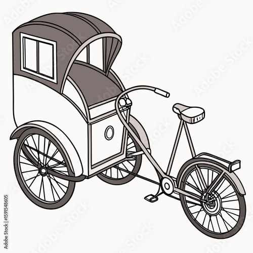 Vintage bicycle with passenger carriage sidecar retro