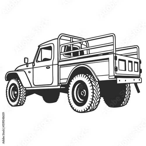 Vintage flatbed pickup truck illustration vehicle