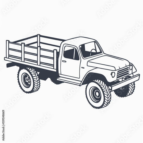 Vintage flatbed pickup truck illustration vehicle