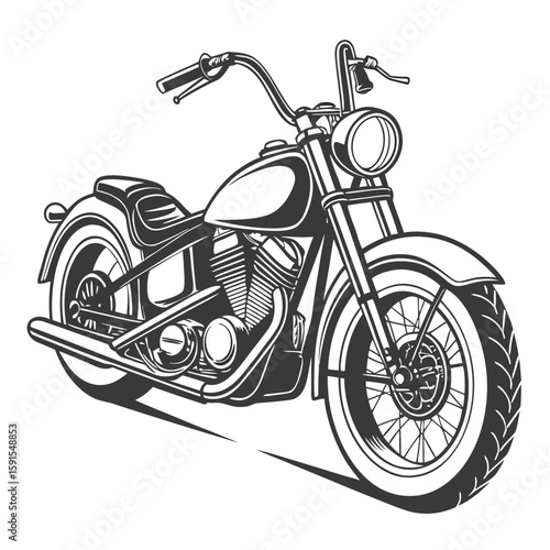 Vintage motorcycle with chrome accents and high handlebars