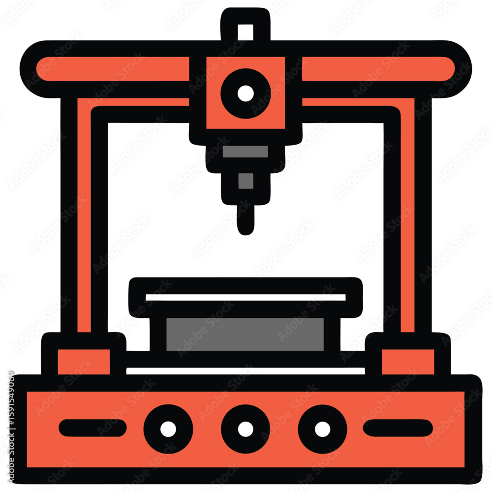 Fototapeta premium 3D Printer Vector Icon Manufacturing Technology and Engineering