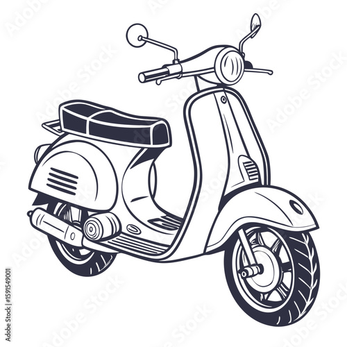 Vintage scooter illustration moped retro