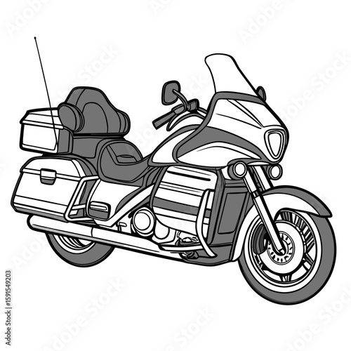 Touring motorcycle with large saddlebags cruiser bike
